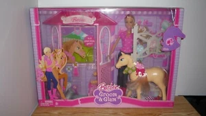 🐴RARE Mattel BARBIE Groom & Glam Set 2008 Doll HORSE Stable pony NRFB NIB Pink - Picture 1 of 2
