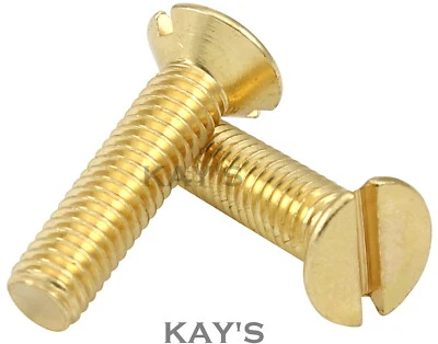 SOLID BRASS SLOTTED COUNTERSUNK MACHINE SCREWS SLOT CSK HEAD BOLTS M3 M4 M5 M6  - Image 1 of 2