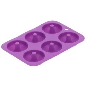 Purple 6-Cavity Silicone Donut Mold For Baking Chocolate Cake Making - Picture 1 of 12