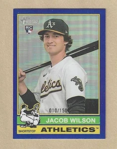 2025 Topps Heritage JACOB WILSON #15 Blue Chrome Refractor 010/150 Athletics RC - Picture 1 of 2