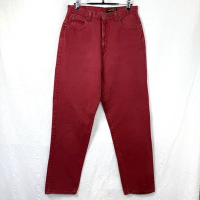 VTG Eddie Bauer Jeans Womens Sz 12 Red Mom Fit High Rise Taper Cotton Denim 90's - Image 1 of 4