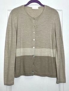 Cardigan maglione donna vintage Devernois Paris misto lana taglia M beige chic - Foto 1 di 6