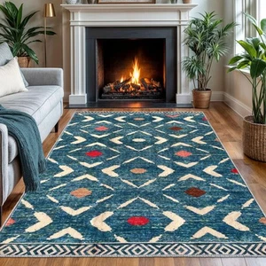Area Rug 4'x6' Entryway Rug Washable Bedroom Rug Non Slip Printed Boho Rubber... - Picture 1 of 9