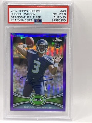 2012 Topps Chrome Russell Wilson RC #40 Stands Purple Refractor /499 Autographed - Image 1 of 4