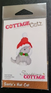 COTTAGE CUTZ Santa's Hat Cat CC-508 Cutting Die Christmas Holiday Kitty Cat - Picture 1 of 2