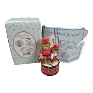 Cherished Teddies Marching to the Beat of Holiday Fun Brock Sheldon Drummer Boy - Imagen 1 de 10
