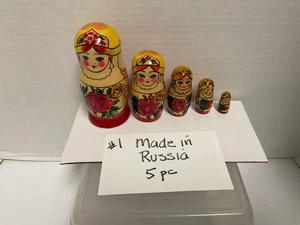 Verschachtelte Puppen Matroschka Russisch Handbemalt 5er Set (#1) - Bild 1 von 5
