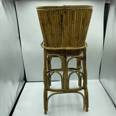 "Soporte para plantas de mimbre de bambú vintage con soporte para maceta de caché Boho mediados de siglo 20,5""" Foto 1 de 4