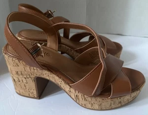 Kensie Carsyn Brown Cork Platform Sandals Women’s Size 7M Strappy vacation fall - Picture 1 of 7