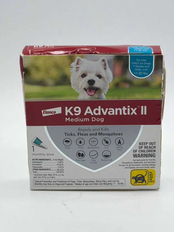 K9 Advantix II Flea & Tick Treatment - Medium Dogs 11-20 lbs - 1 Mon (SEALED) - Image 1 of 1