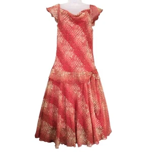 Vestido De Colección Jonathan Martin Studio Talla 10 Cintura Caída Gasa, Mangas de Gorra Acampanadas - Imagen 1 de 6