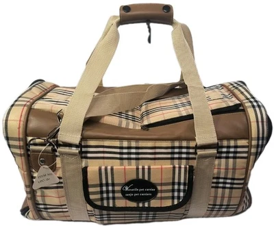 Portador de mascotas lados suaves pequeño perro gato burry estilo tartán patrón preppy  Foto 1 de 4