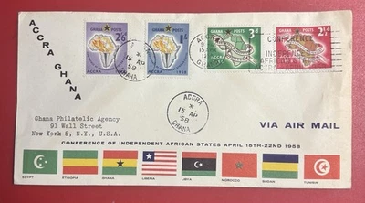 GHANA CONFERENCE OF INDEPENDENT AFRICAN STATES 1958 FDC SC#21-24 NTA - Image 1 of 2