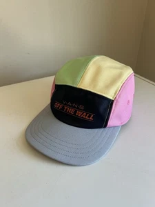 Vans Checkwork 5 Panel Hat Cap Mens Strapback Green Yellow Pink Skater Y2K - Picture 1 of 11