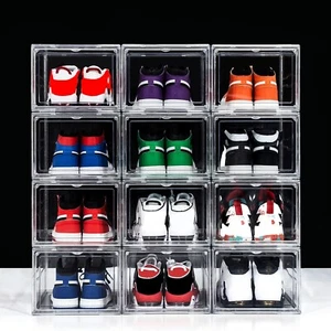 10pcs Clear Acrylic Plastic Shoe Box Sneaker Rack AJ Magnetic Sneaker Storage - Picture 1 of 36