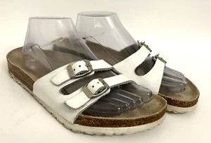 Birkenstock Ibiza White Leather 2 Strap Slide Sandals Size 40 Womens 9 Shoes - Picture 1 of 13