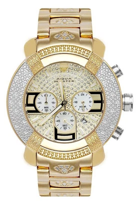 Aqua Master Gold Tone Chronograph 20 Diamond Quartz Men's Watch  W-96  - Image 1 of 3