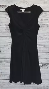 White House Black Market Dress Women 10 Black Sleeveless V-Neck Twist knot Front - Picture 1 of 14