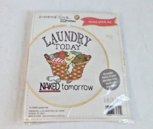 DIMENSIONS Counted Cross Stitch Kit LAUNDRY DAY 6"-ROUND HOOP INCLUDED #0774 - Picture 1 of 2