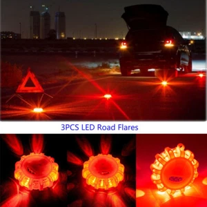 3pcs Waterproof LED Flashing Light Strobe Warning Roadside Rescue Safety Lights - Picture 1 of 12