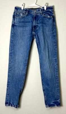Pantalones de mezclilla Abercrombie & Fitch para hombre 30 azules años 90 calce ajustado dobladillo desgastado lavado medio Foto 1 de 4