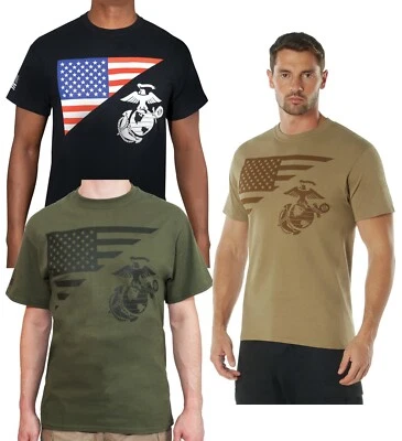 Мужская футболка с флагом США и орлом морской пехоты США с глобусом и якорем - Изображение 1 из 4