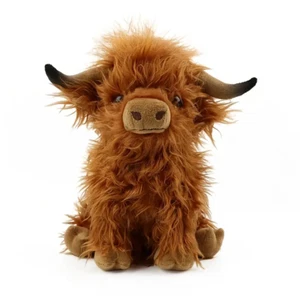 10" Brown Highland Cattle Cow Plush Toy - New - Picture 1 of 2