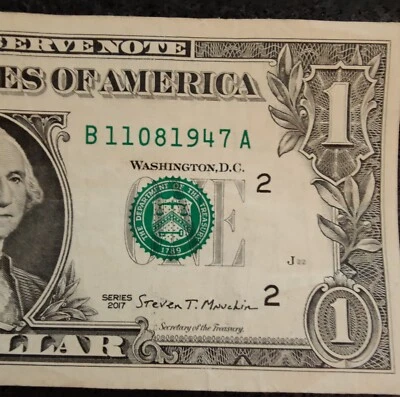 $1 Bill, Birthday/Anniv, Aug 11, 1947 or Nov 8, 1947; B 11 08 1947 A - Image 1 of 2