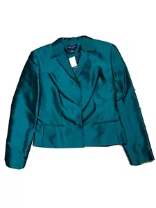 NUOVO* ANN TAYLOR giacca tuta blazer donna taglia 4P blu foderato $148 100% seta - Foto 1 di 16