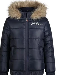 TOMMY HILFIGER Little Girls Navy Hooded Bomber Quilted Jacket, 4 T - Picture 1 of 2