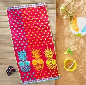 (2Pk) PINEAPPLE BEACH TOWELS, 5ft. Long, Designer Quality, Thick, Soft (2) - Picture 1 of 12