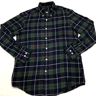 JOHN ASHFORD Flannel Shirt Men S Kelly Green Blackwatch Plaid Grunge Classicore  - Image 1 of 4