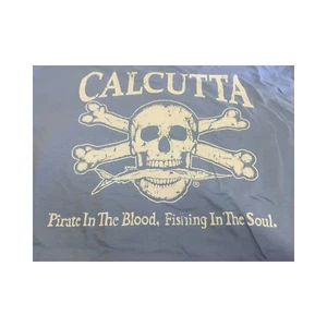 New Authentic Calcutta Short Sleeve Shirt Ringspun Blue/ White Original Logo Fro - Picture 1 of 4