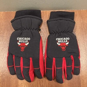 Chicago Bulls NBA Mens Thinsulate Winter Ski Gloves Size L/XL Black Red - Picture 1 of 8