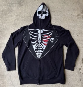 H+ Series Boy/Youth Zip Up Hoodie Skull/Rib Graphic Design Size L - Picture 1 of 13