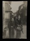 #1826 Japanese Vintage Photo 1940s / kimono woman Two persons umbrella building