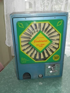 VINTAGE VENDORAMA BALL POINT PEN COIN OP VENDING MACHINE W/ KEY WORKS - Picture 1 of 6
