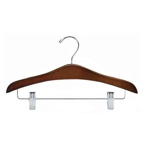 Solo perchas decorativas de madera para traje con clips (nogal/cromo) paquete de 25 Foto 1 de 1