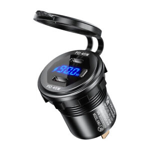 Dual PD Port USB-C Car Charger Total 90W PD Power Adapter Fast Charging 12V/24V