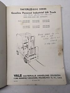 Yale Fork Lift Truck Parts List Book Manual G51C Series 1966 030 040 050 51C-050