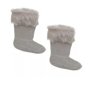 HUNTER Kids Geysers Faux Fur Boot Socks Grey ( M / US 11-13 ) - Picture 1 of 4
