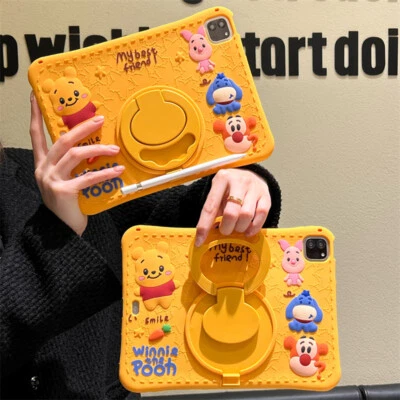 For Apple iPad 56 Winnie The Pooh Tigger Silicon 360°Rotating Bracket TabletCase - Image 1 of 4