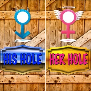 His & Hers Cornhole game board decal wraps - Picture 1 of 1