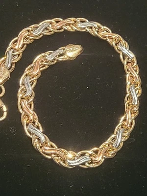 14k Gold Bracelet, Gold Byzantine Bracelet, Thin Gold Ladies Bracelet 7" Inches - Image 1 of 4