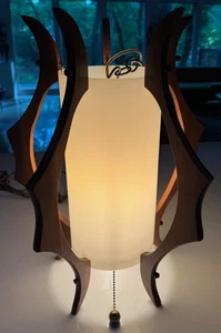 Vintage MCM Wood Plastic Hanging Pendant Lamp Swag Mid Century Lighting 1960s - Picture 1 of 11