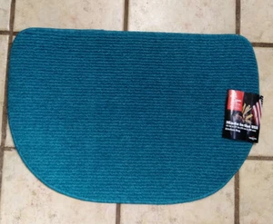 D-Shape Kitchen Throw Area Rug - 18x27 Non-Skid Latex Backing -Teal - Picture 1 of 2