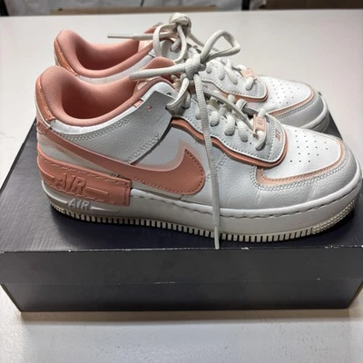 Nike Air Force 1 Shadow Shoes Womens Size 8.5 White Pink Quartz Sneakers - Image 1 of 4