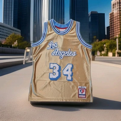 Mitchell & Ness NBA 75th Gold Swingman Jersey LA Lakers Shaquille O'Neal L NWT - Image 1 of 4