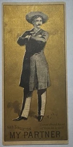1879 Theatre Trade Card “MY PARTNER” Play Ned Singleton Louis Aldrich Parsloe - Picture 1 of 2