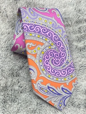 Corbata Ralph Lauren Hecha a Mano Paisley Seda Púrpura Violeta... Etiqueta Púrpura Foto 1 de 4